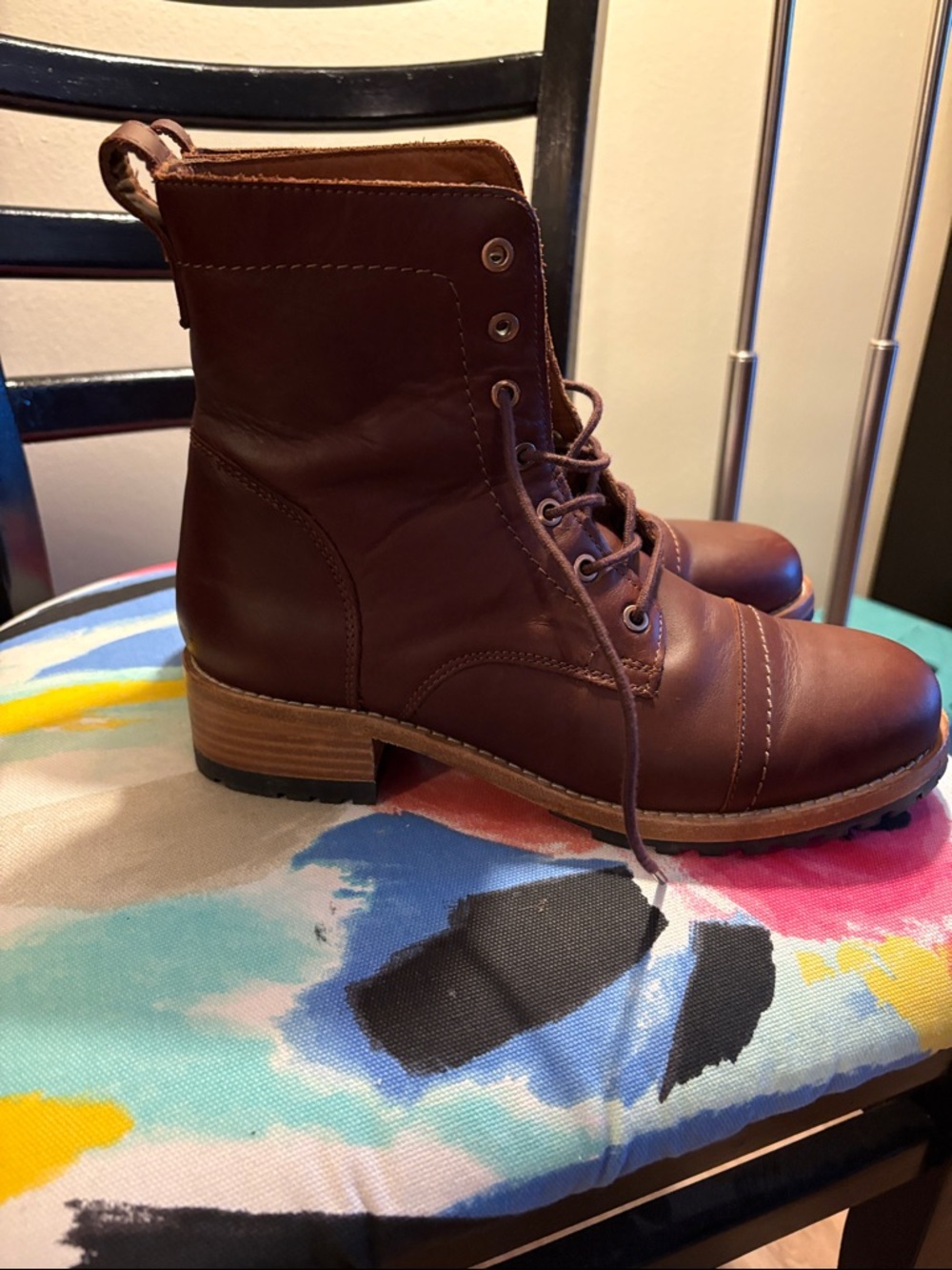 Patina brown moto boots